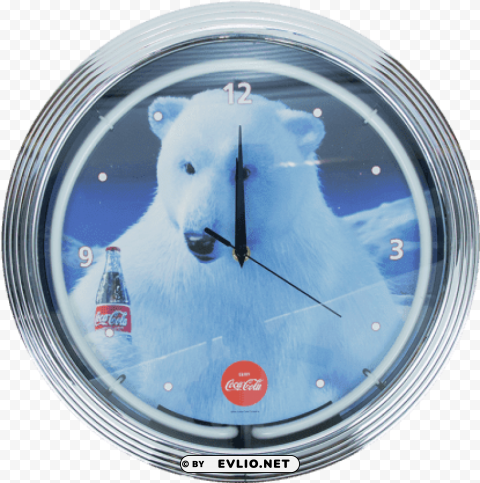 cola polar bear neon wall clock Clear Background PNG Isolated Illustration