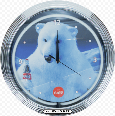 Cola Polar Bear Neon Wall Clock Clear Background PNG Isolated Illustration