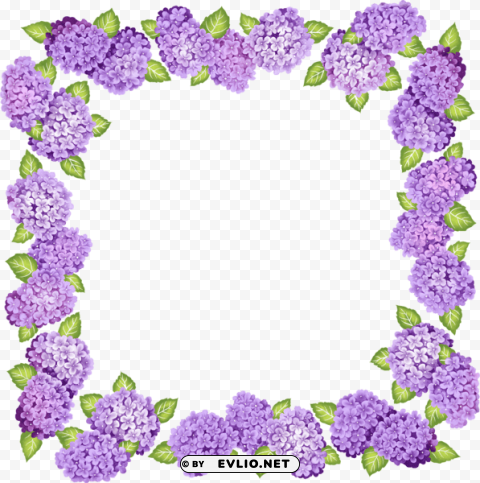 cute transparent purple flowers frame PNG graphics for free