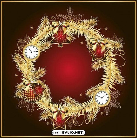 dark red christmaswith gold wreath Isolated Graphic Element in HighResolution PNG