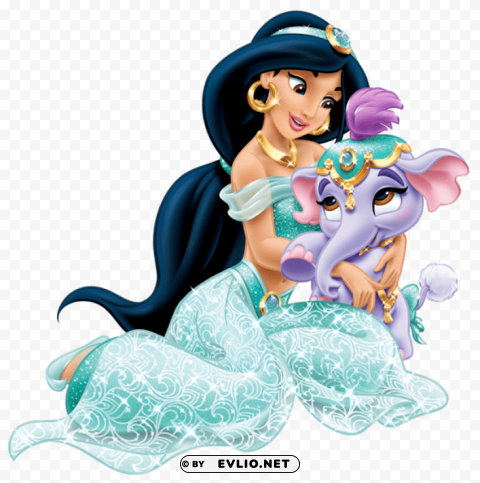 disney princess jasmine with cute elephant transparent PNG Image Isolated with HighQuality Clarity