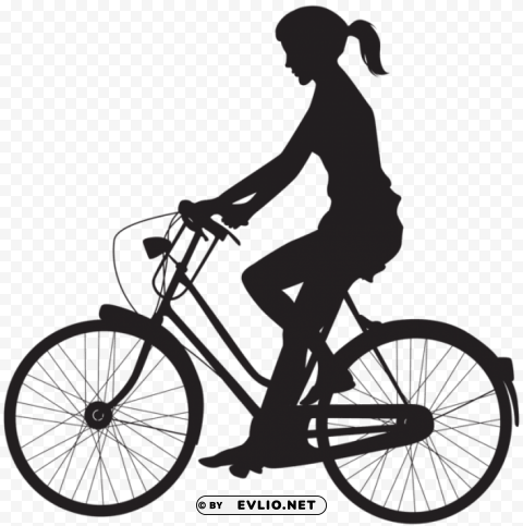 female cyclist silhouette Transparent PNG Object Isolation