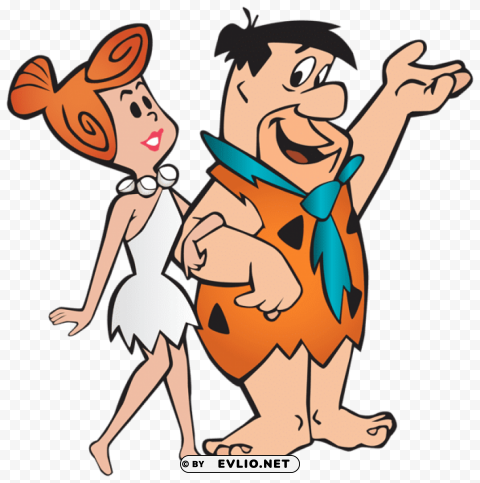fred and wilma flintstone Transparent Background Isolated PNG Design