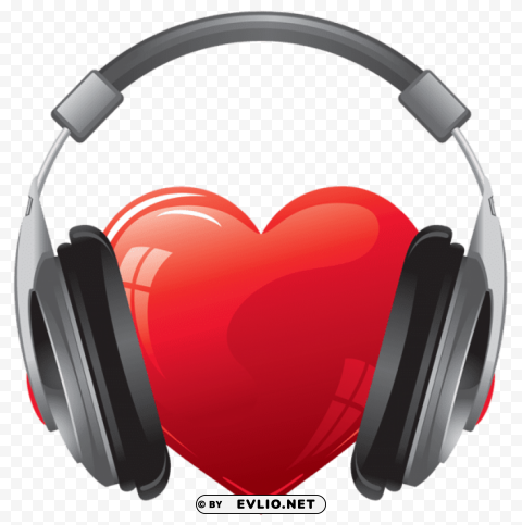 Heart With Headphones PNG Format