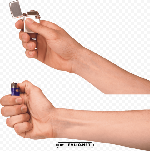 lighter zippo on hand PNG Isolated Subject on Transparent Background
