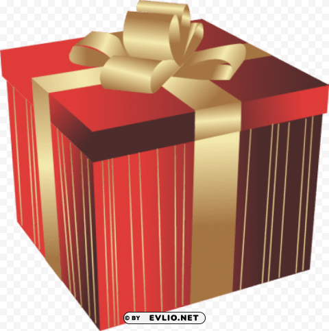 open christmas gift big red gift box with golden - big gift box Clear Background PNG Isolated Item