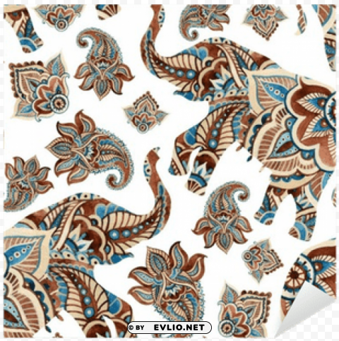 paisley painted elephants Clear Background PNG with Isolation
