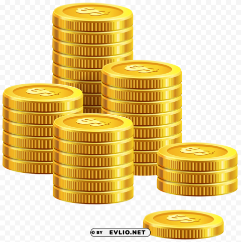 pile of coins PNG isolated