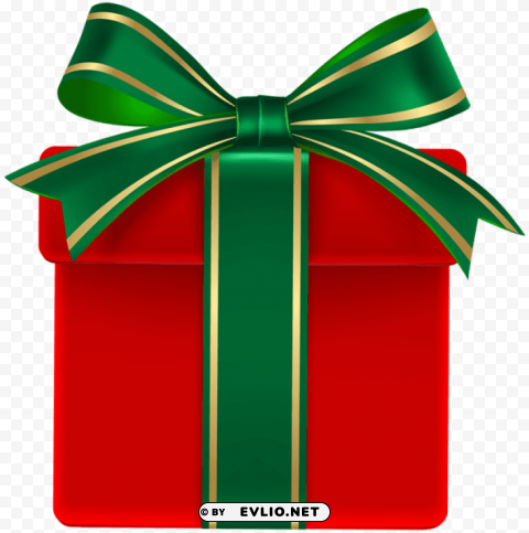 red gift box with green bow Isolated Graphic on HighQuality Transparent PNG