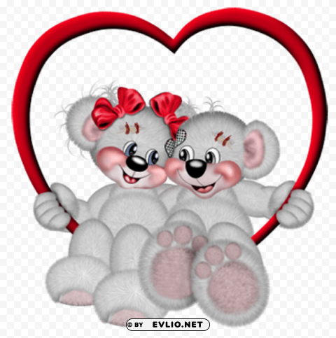 valentines bears with heart Isolated Subject in Transparent PNG Format