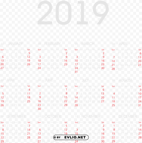 2019 white calendar PNG file without watermark