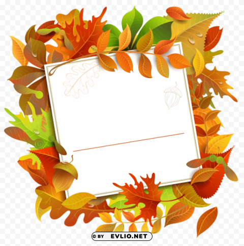 Fall Decorative Blank With Leaves PNG With Alpha Channel