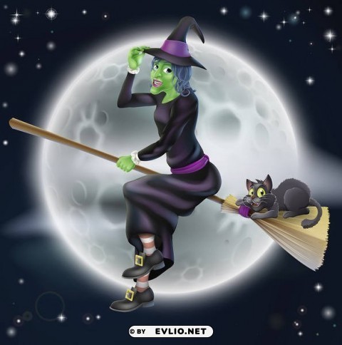 halloweenwith witch PNG Graphic with Isolated Transparency