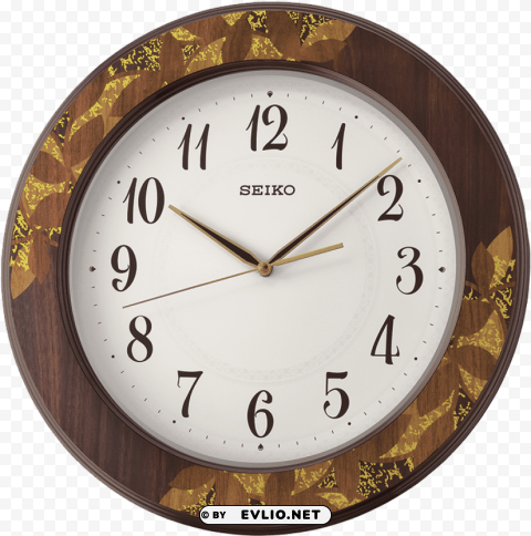 seiko wall clock 475 cm x 475 cm x 5 cm brown PNG Graphic Isolated on Transparent Background