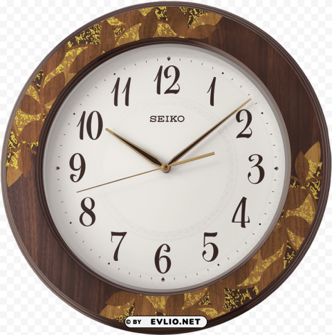 Seiko Wall Clock 475 Cm X 475 Cm X 5 Cm Brown PNG Graphic Isolated On Transparent Background