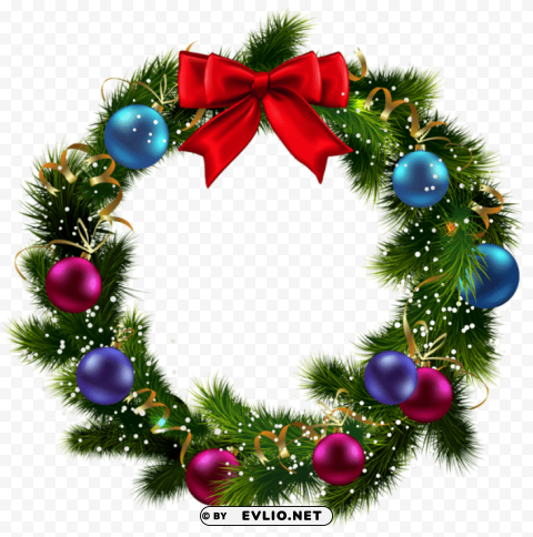  Christmas Decorated Wreath Transparent Background Isolated PNG Design