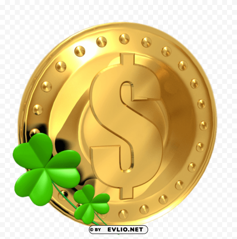  gold saint patrick lucky coin Isolated Element in Transparent PNG