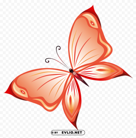 Transparent Red Butterfly PNG Image With Isolated Graphic Element