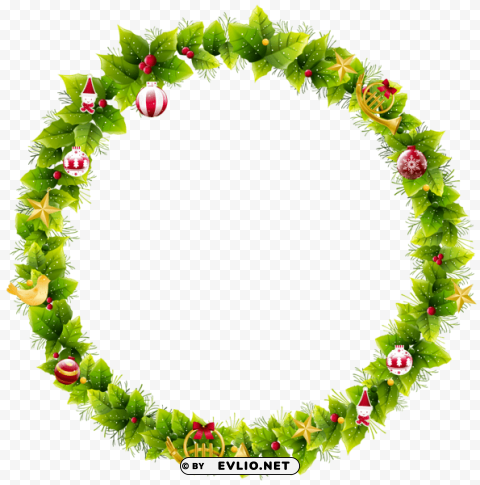 large christmas wreath photo frame PNG transparent graphic