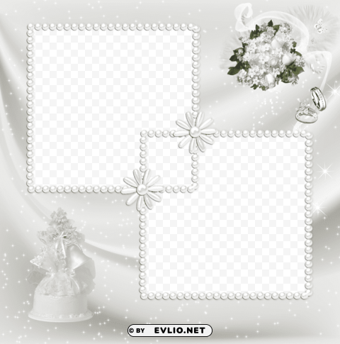 transparent white wedding frame Isolated Item with Clear Background PNG