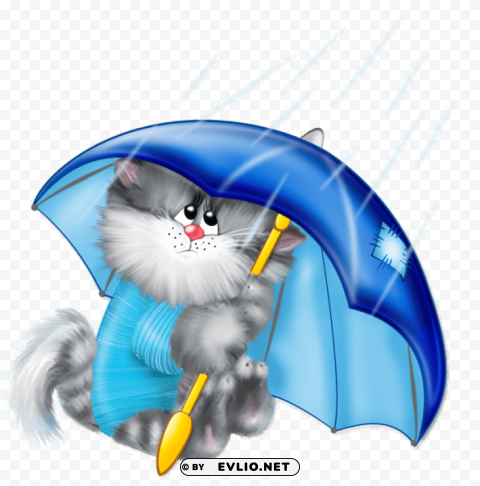 cat with umbrella Transparent PNG Isolated Element with Clarity