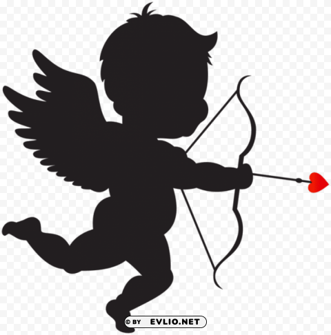 cupid with bow silhouette Isolated Icon on Transparent Background PNG
