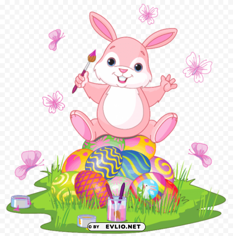 easter bunny with eggs and grasspicture Transparent PNG pictures for editing