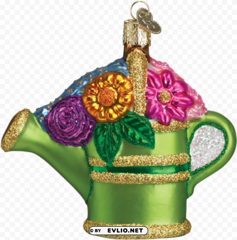 old world christmas garden watering can christmas ornament Isolated Object with Transparency in PNG
