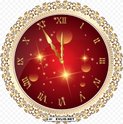 red new year's clock transparent clip art image - nye clock Clear PNG pictures broad bulk