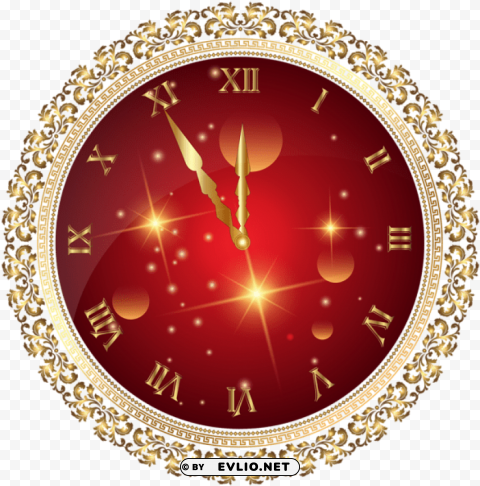 red new year's clock transparent clip art image - nye clock Clear PNG pictures broad bulk PNG transparent with Clear Background ID 093e0d83