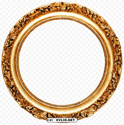 golden round frame PNG Object Isolated with Transparency