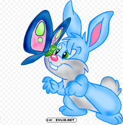 rabbit with blue butterfly Transparent background PNG images complete pack
