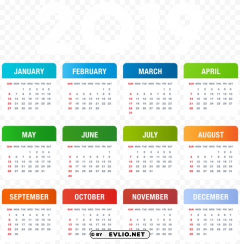 2019 calendar colorful Isolated PNG Object with Clear Background PNG Images 49a64391