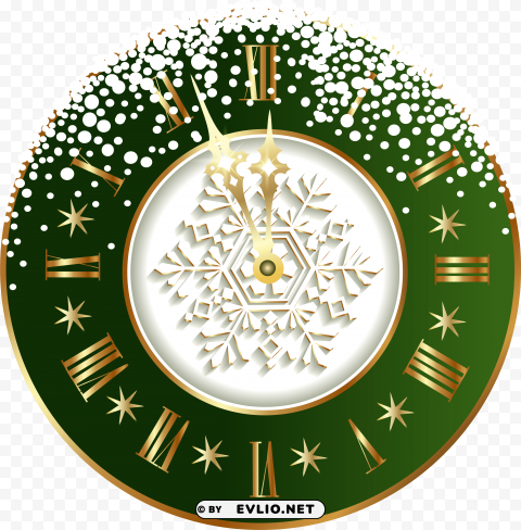 clipart free green year New Years Eve Clock Isolated Artwork on Transparent PNG