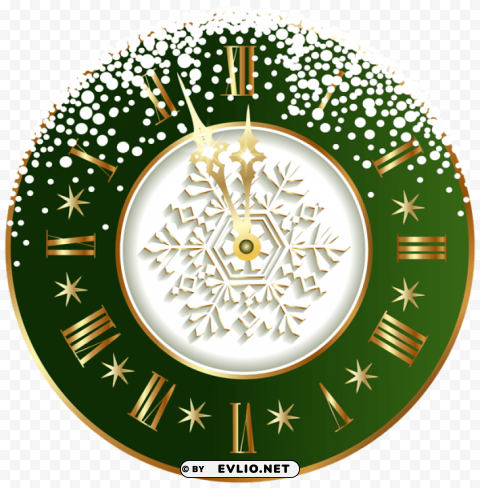 green new year clock Transparent PNG images complete package