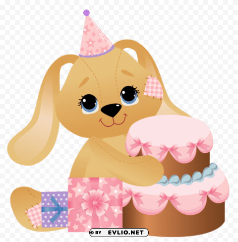 pink birthday bunny Clear PNG pictures package