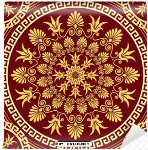 red golden pattern circle Transparent PNG Isolated Item