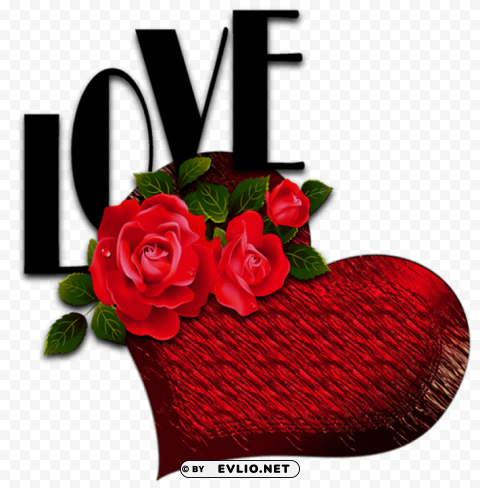 red heart with roses and love PNG pictures with no background required