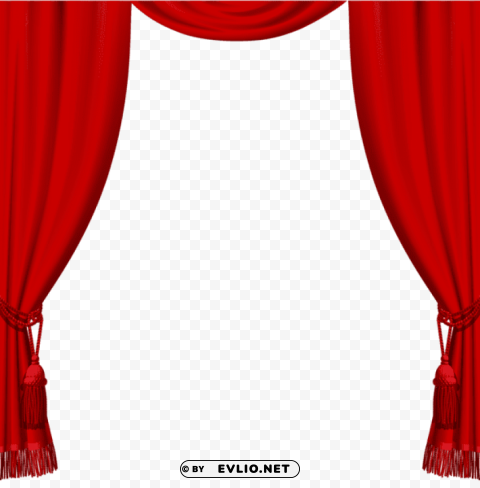 transparent red curtains with tassels Isolated Design Element in PNG Format