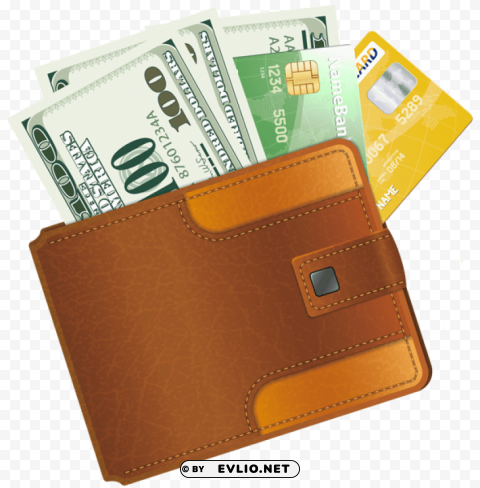wallet with credit cards and money Isolated Design Element in HighQuality Transparent PNG
