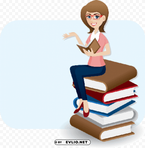 women reading books cartoon PNG cutout