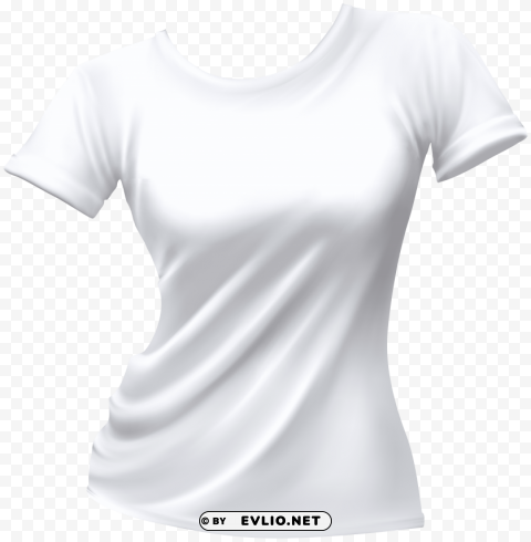 female t shirt white Isolated Artwork in Transparent PNG Format