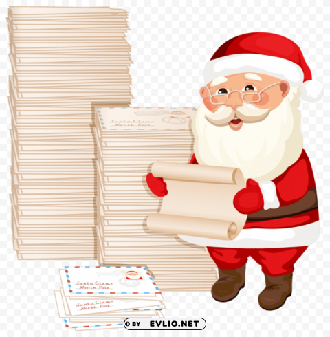 santa claus with letters PNG without background