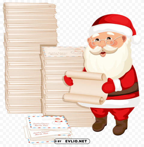 Santa Claus With Letters PNG Without Background