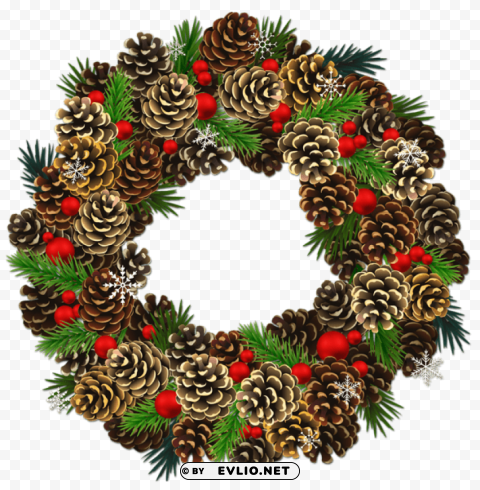 transparent christmas pinecone wreath PNG with no registration needed
