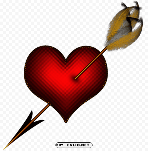  red heart with arrow Isolated Artwork on HighQuality Transparent PNG