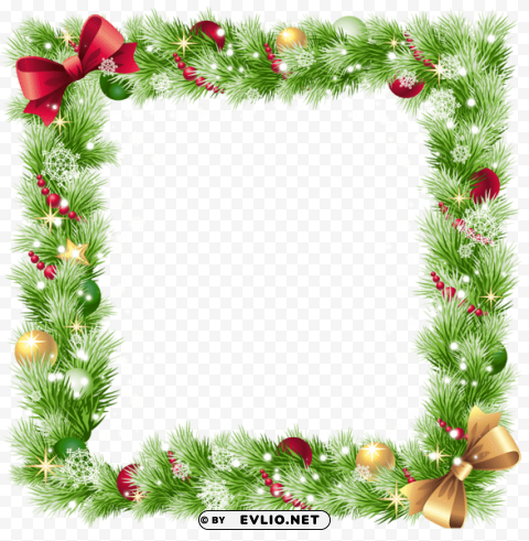 christmas frame with ornaments and snowflakes PNG with isolated background
