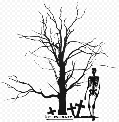 halloween tree and skeleton Isolated Graphic on HighResolution Transparent PNG