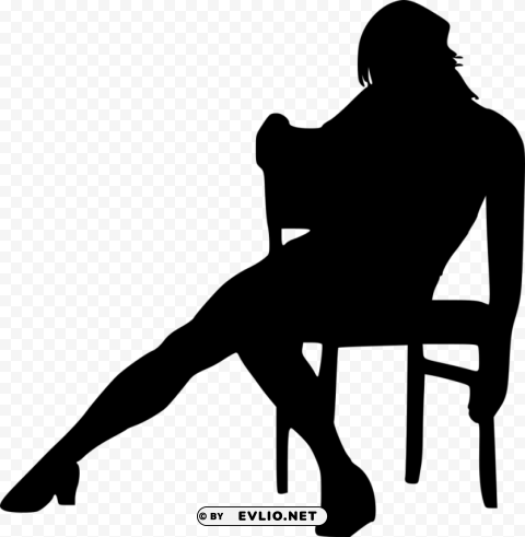 Sitting in Chair Silhouette Transparent Background Isolation in PNG Image