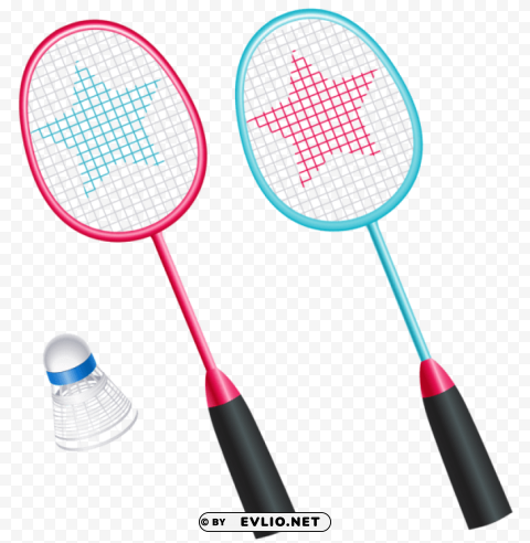 badminton rackets with shuttlecock vector High Resolution PNG Isolated Illustration